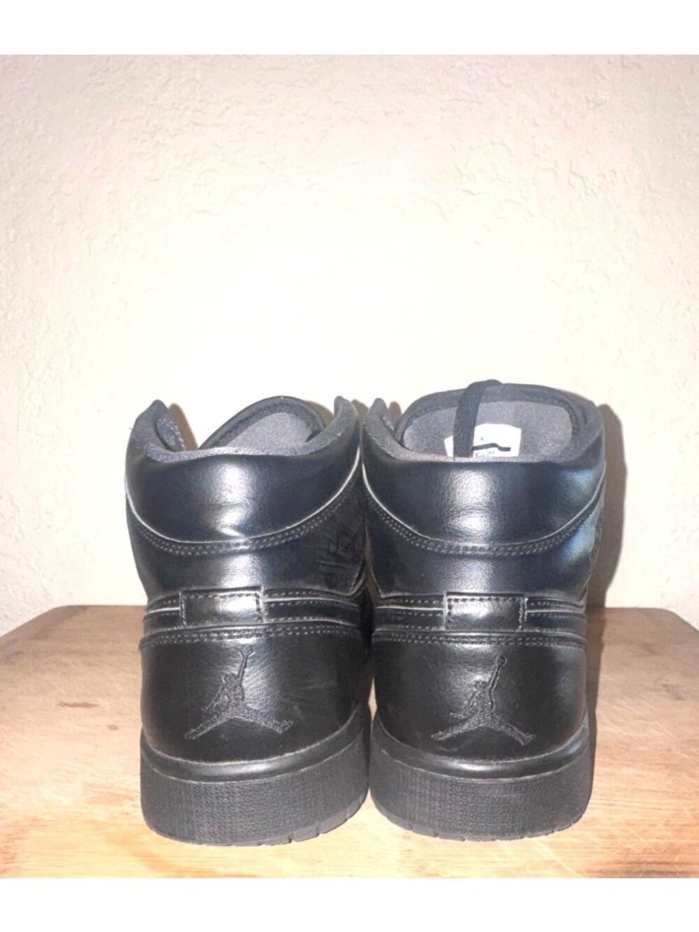 Air Jordan 1 Mid Black Leather Mens Shoes US 10 - Picture 5 of 9